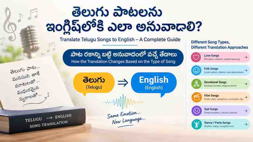 పాట రకాన్ని బట్టి అనువాదంలో వచ్చే తేడాలు